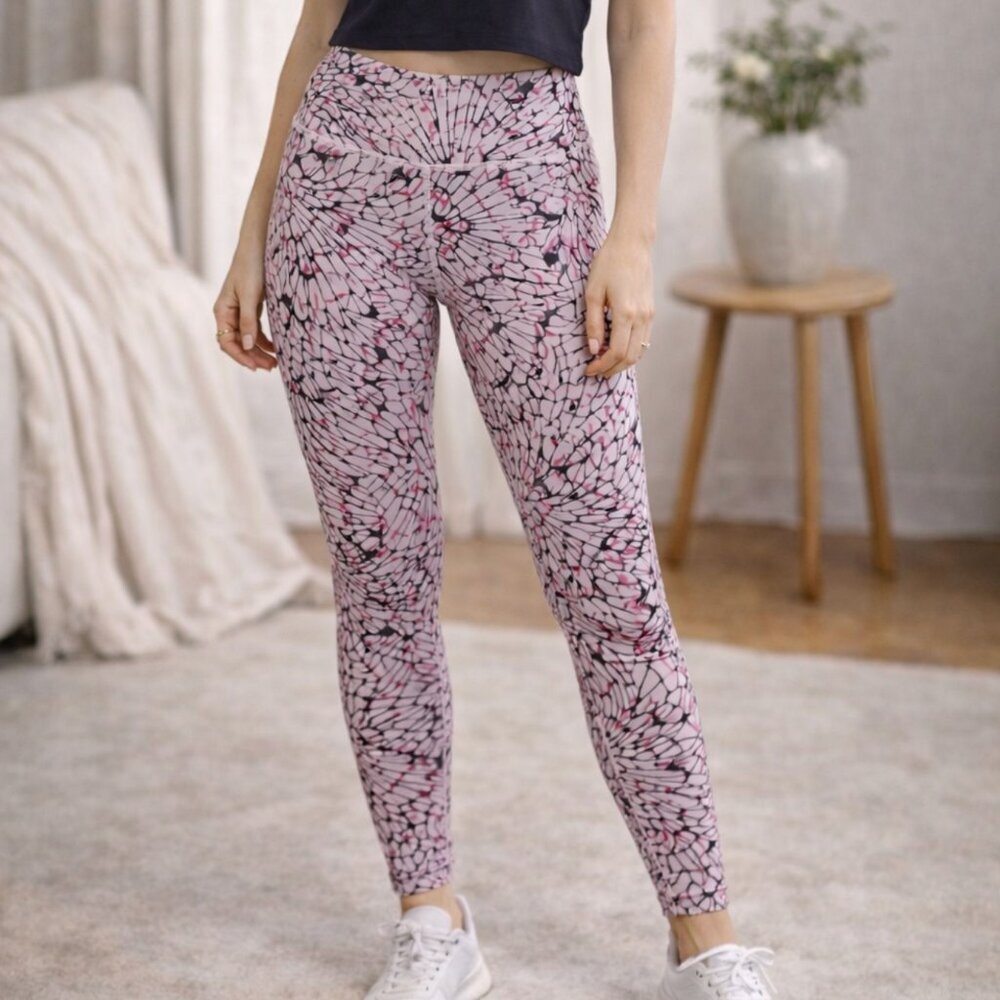 Joy Lab Pink Black Print Leggings Size M Activewear